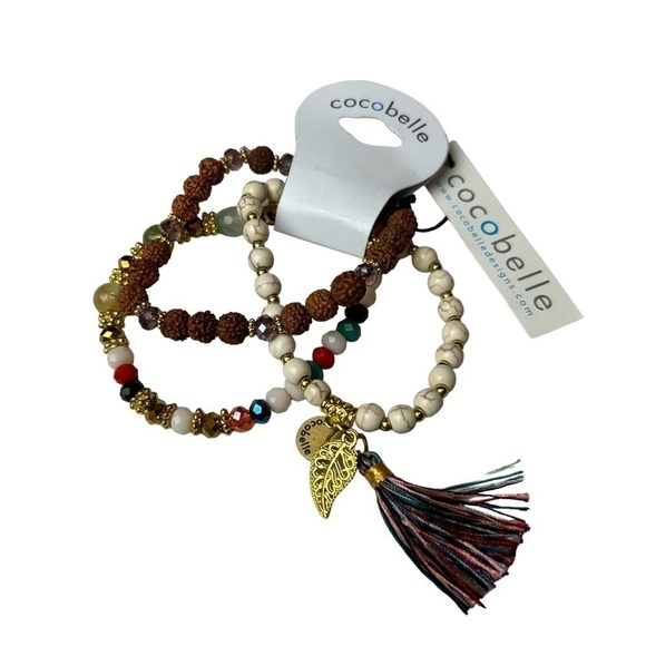 Cocobelle Trio of Beaded Strands Bracelet w/ a Tassel & Charm Accents - Picture 8 of 10